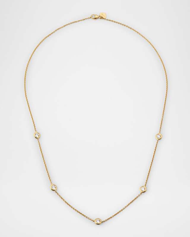18K Yellow Gold 5 Diamond Dot Necklace, 0.92tcw